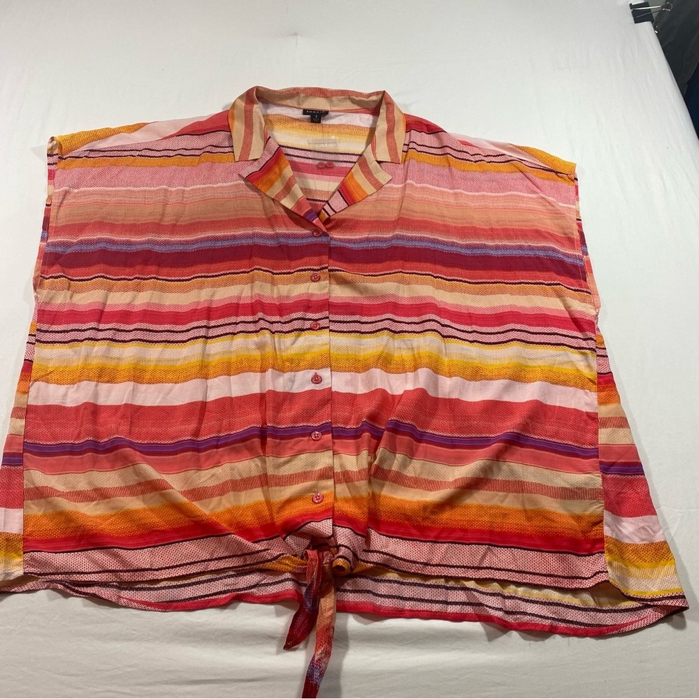 Torrid Challis Tie-Front Dolman Top short sleeve 3X fall Orange yellow blue Top